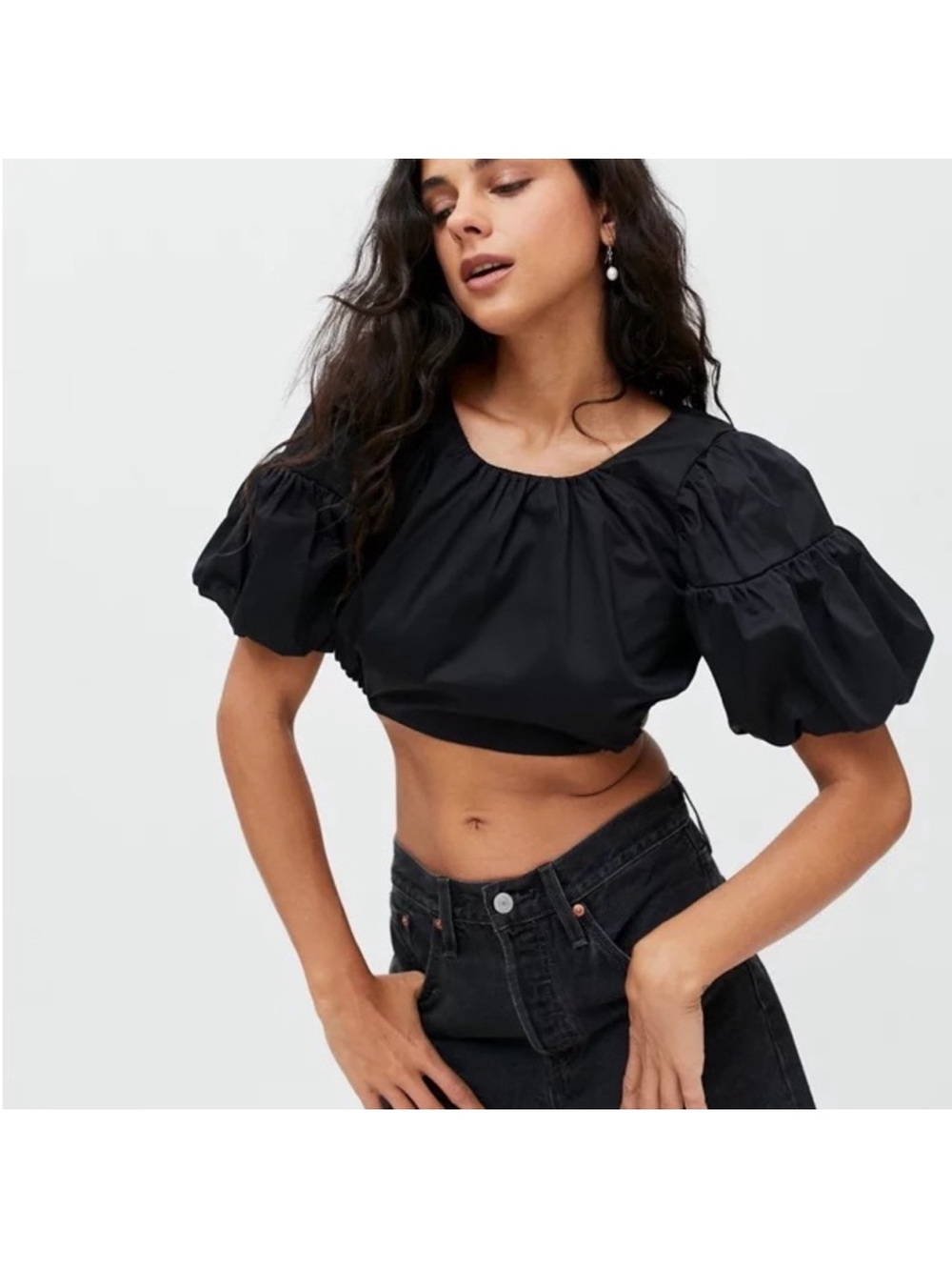 FOR LOVE AND LEMONS BLACK JOANNA CROP TOP WITH OPEN BACK SZ SMALL